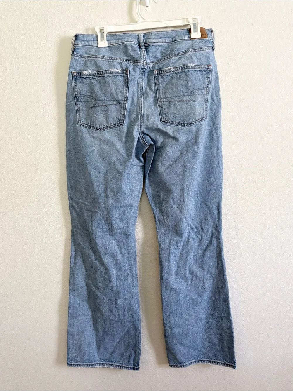 American Eagle 90s Bootcut Distressed Light Wash Blue Jeans Size 12R